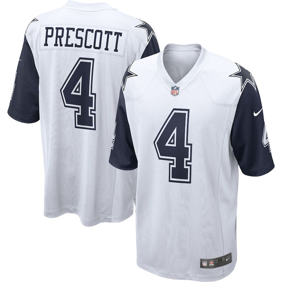Men Dallas Cowboys #4 Dak Prescott Nike White Alternate Game NFL Jersey
